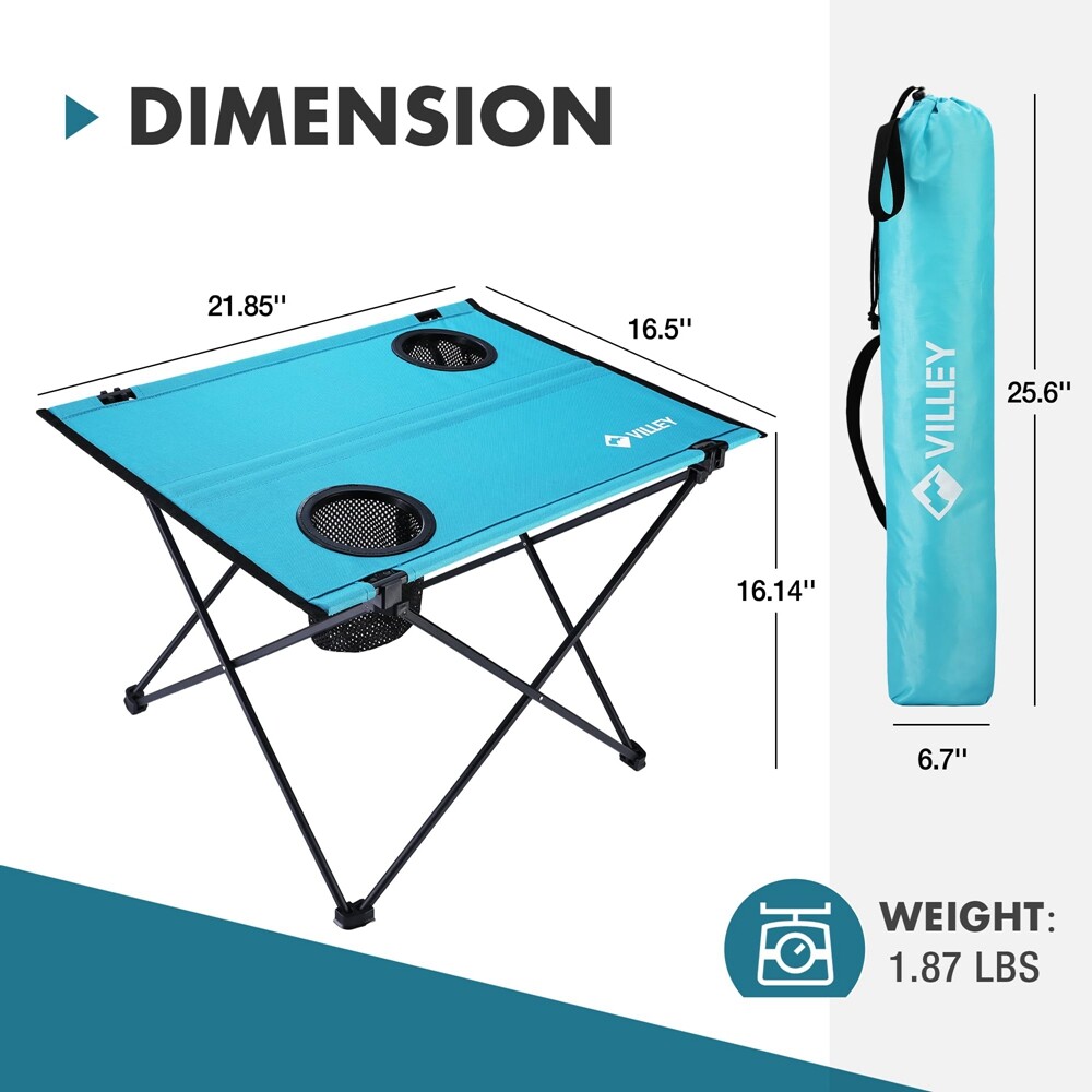 VILLEY Small Folding Camping Table Lightweight Portable Beach Table for Camping gallery