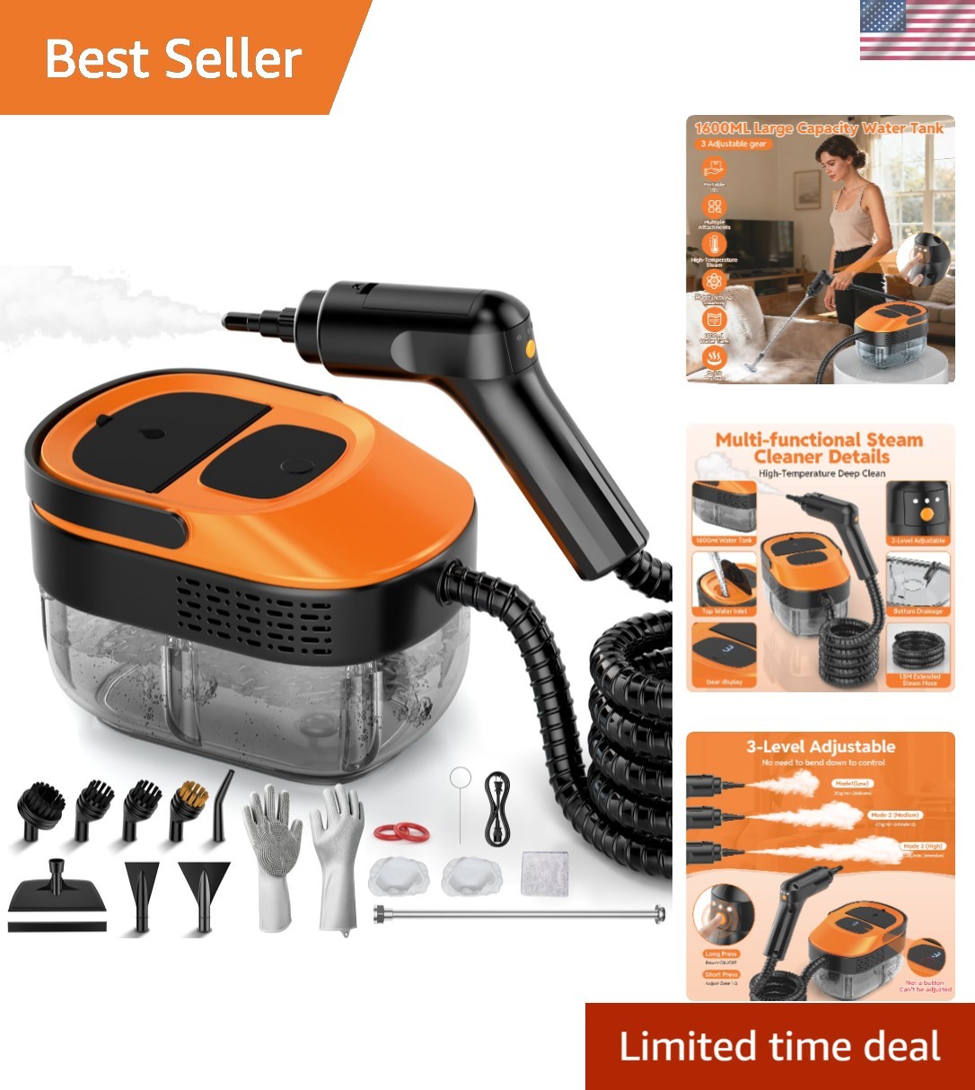 Professional-Grade Steam Cleaner - 2500W Power with 17 Accessories Included gallery