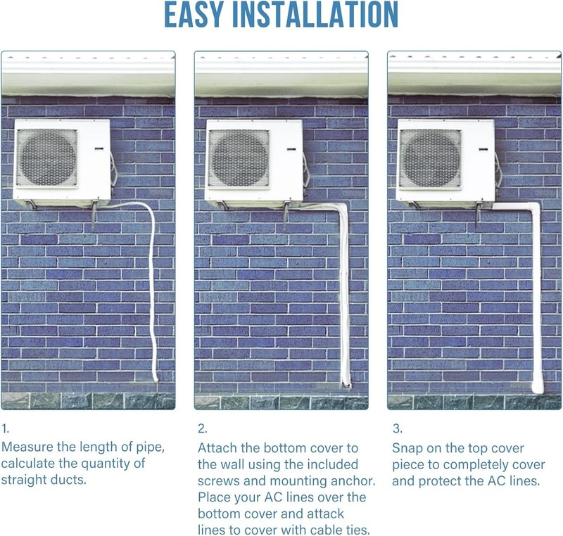 3" W 10Ft L Mini Split Line Set Cover Kit Air Conditioners Decorative PVC Sli... gallery