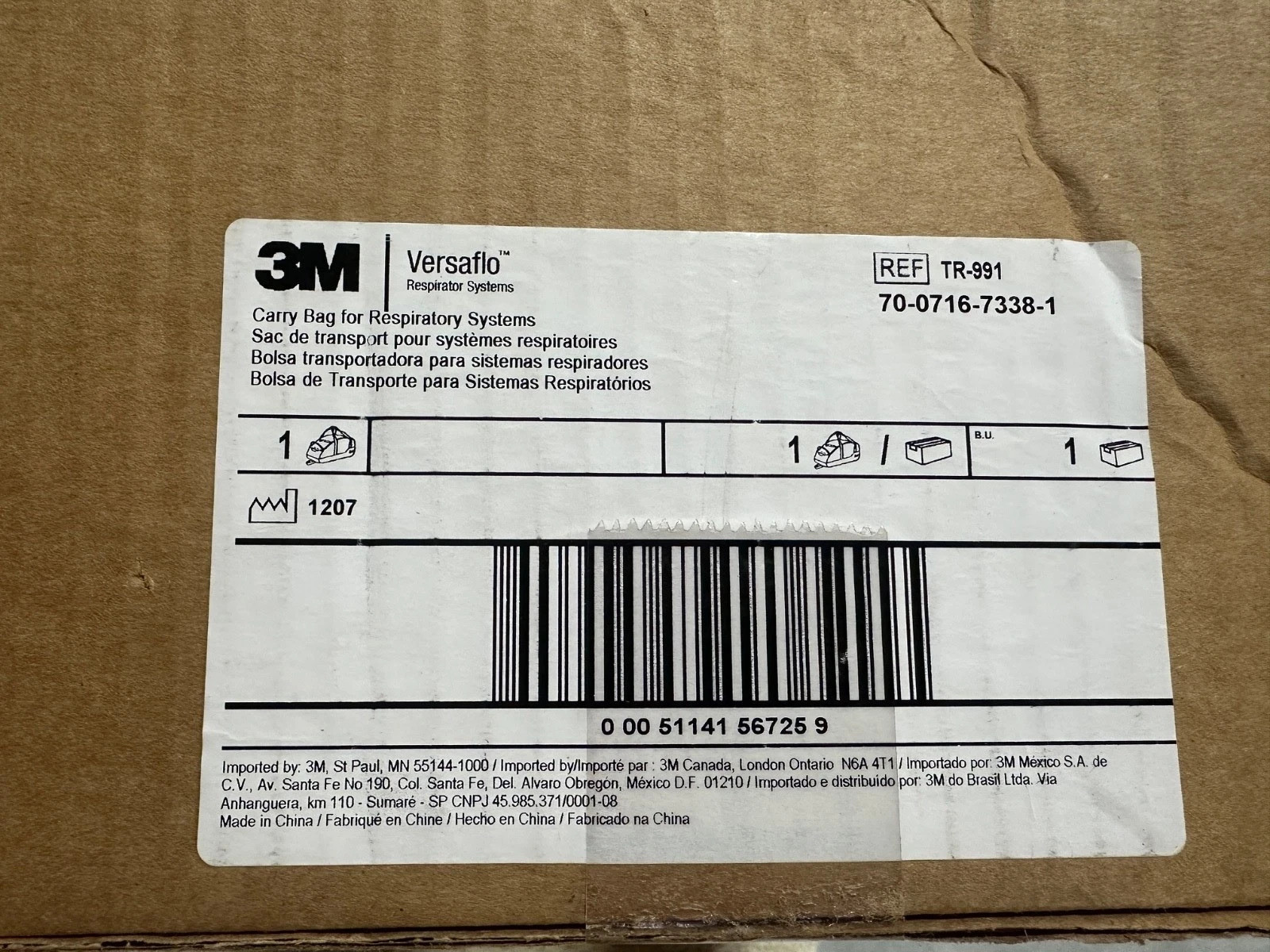 3M TR-991 Versaflo Storage Carry Bag For Respiratory Systems New in Box gallery