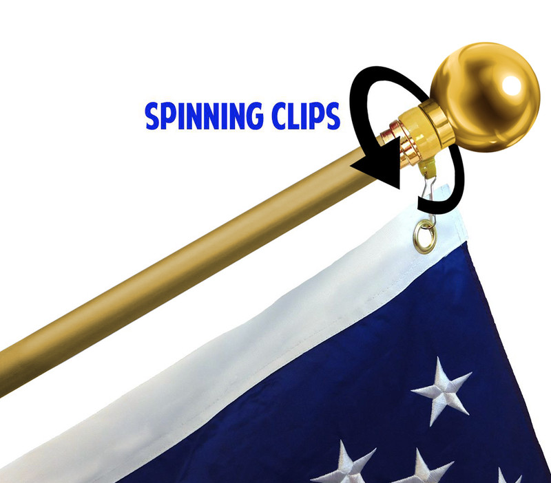 8ft Silver Indoor Flag Pole and Gold Base Kit (Ball Top) PREMIUM gallery