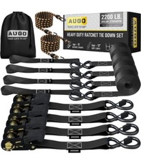 Augo Heavy Duty Ratchet Tie Down Set 2200 LB Break Strength