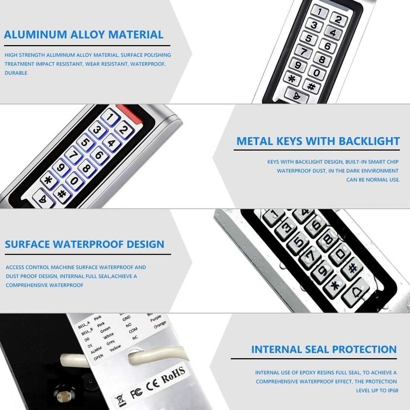 User-Friendly Weatherproof Access Control Keypad - 2000 Users & Bright Backlight gallery