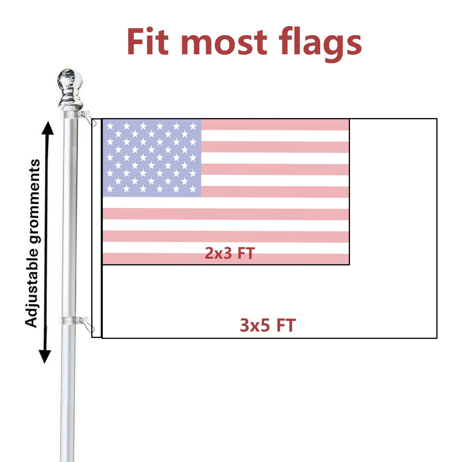 Tangle Free Spinning Flag Pole Aluminum 6FT Two Piece Design Durable Rust Free gallery