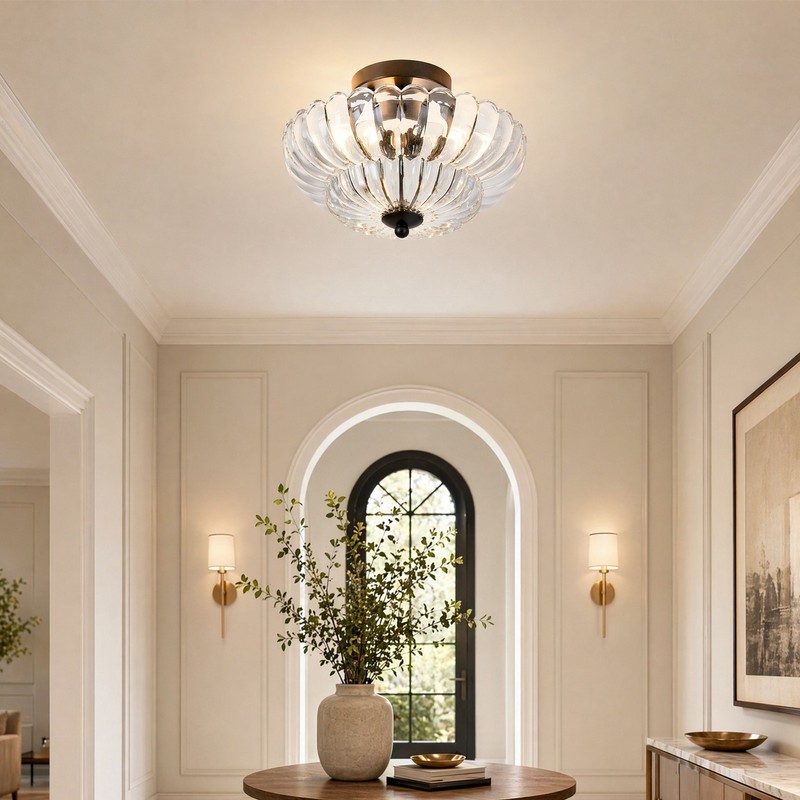 12" Clear Glass Ceiling Light Semi Flush Mount Fixture Entryway Kitchen Island gallery