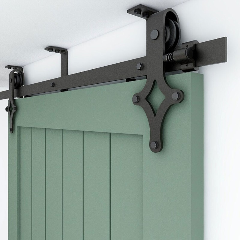 4FT-20FT Ceiling Mount Rail Sliding Barn Door Hardware Kit Track Roller Closet gallery