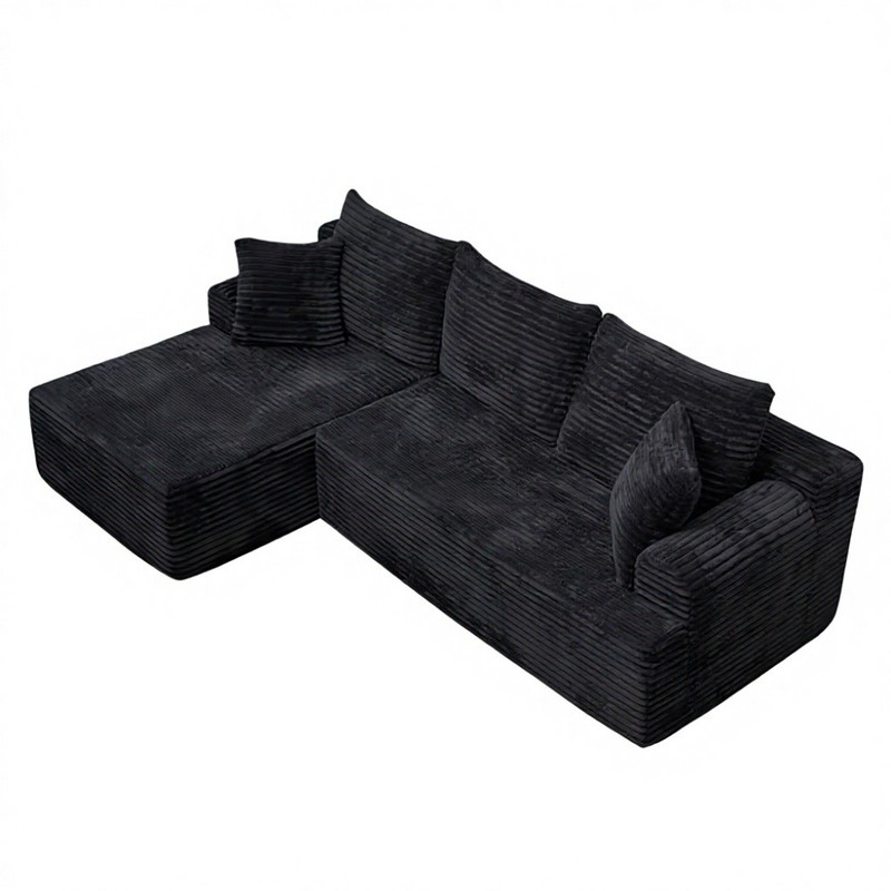 96"Frameless Boneless Soft Sofa,Cloud Sectional Couch With L-Shaped Chaise Black gallery