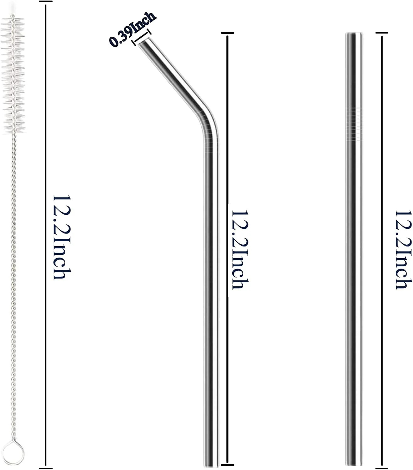 6 Pack Stainless Steel Straw Replacement 40 oz for Stanley Tumbler,3 Straight + gallery