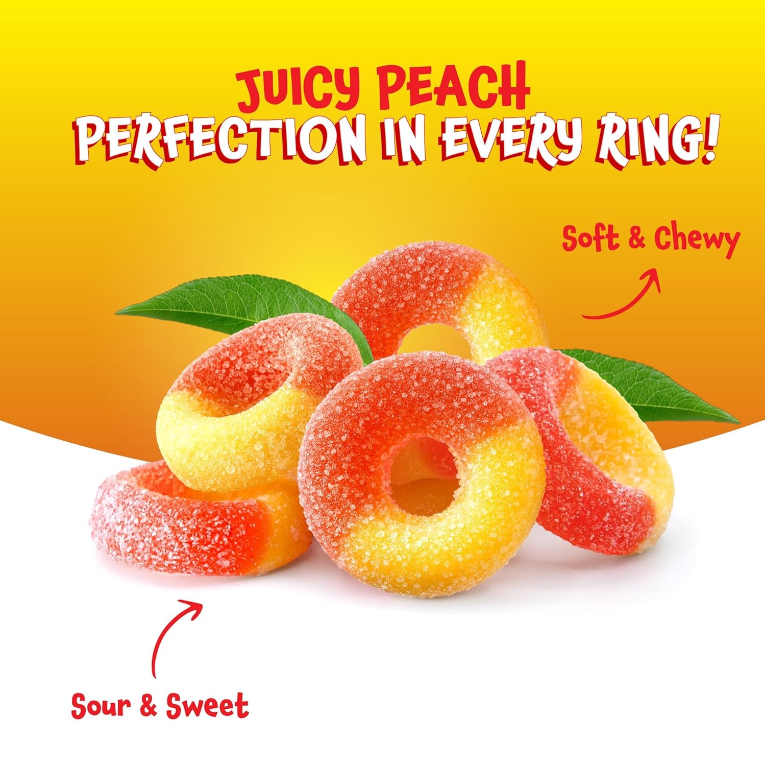 Funtasty Peach Rings Soft Gummy Candy, Sour and Sweet, Pack gallery