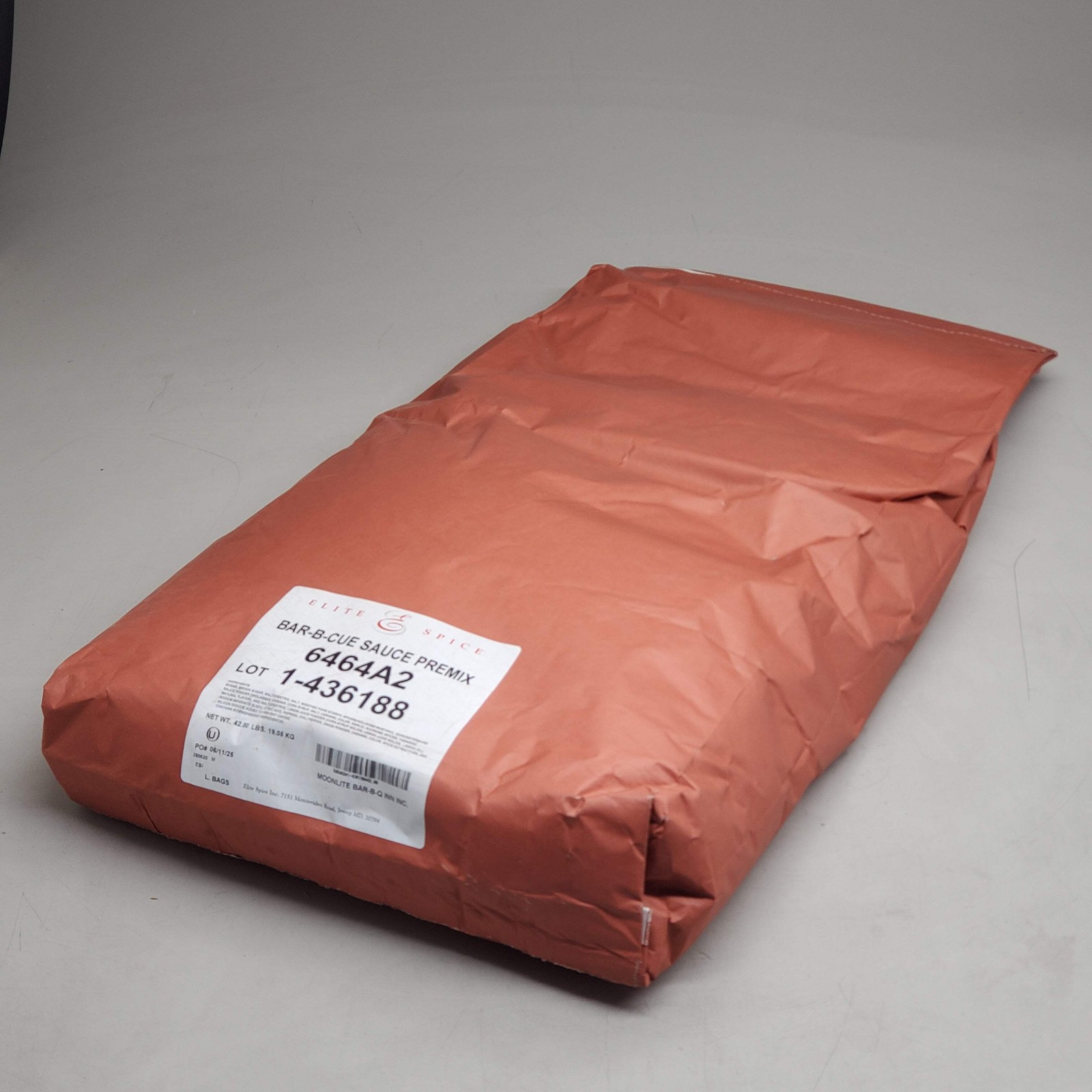 ELITE SPICE Moonlite Bar-B-Cue Sauce Premix 42 LBS 6464A2 BB 06/28 gallery