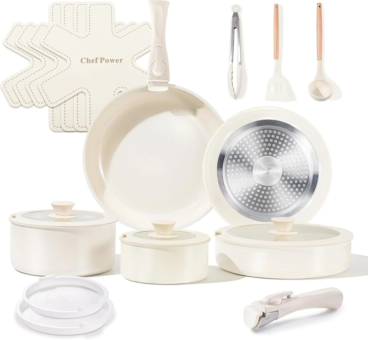 Chef Power Ceramic Cookware Set Non Toxic with Detachable Handles, Healthy Nonst gallery