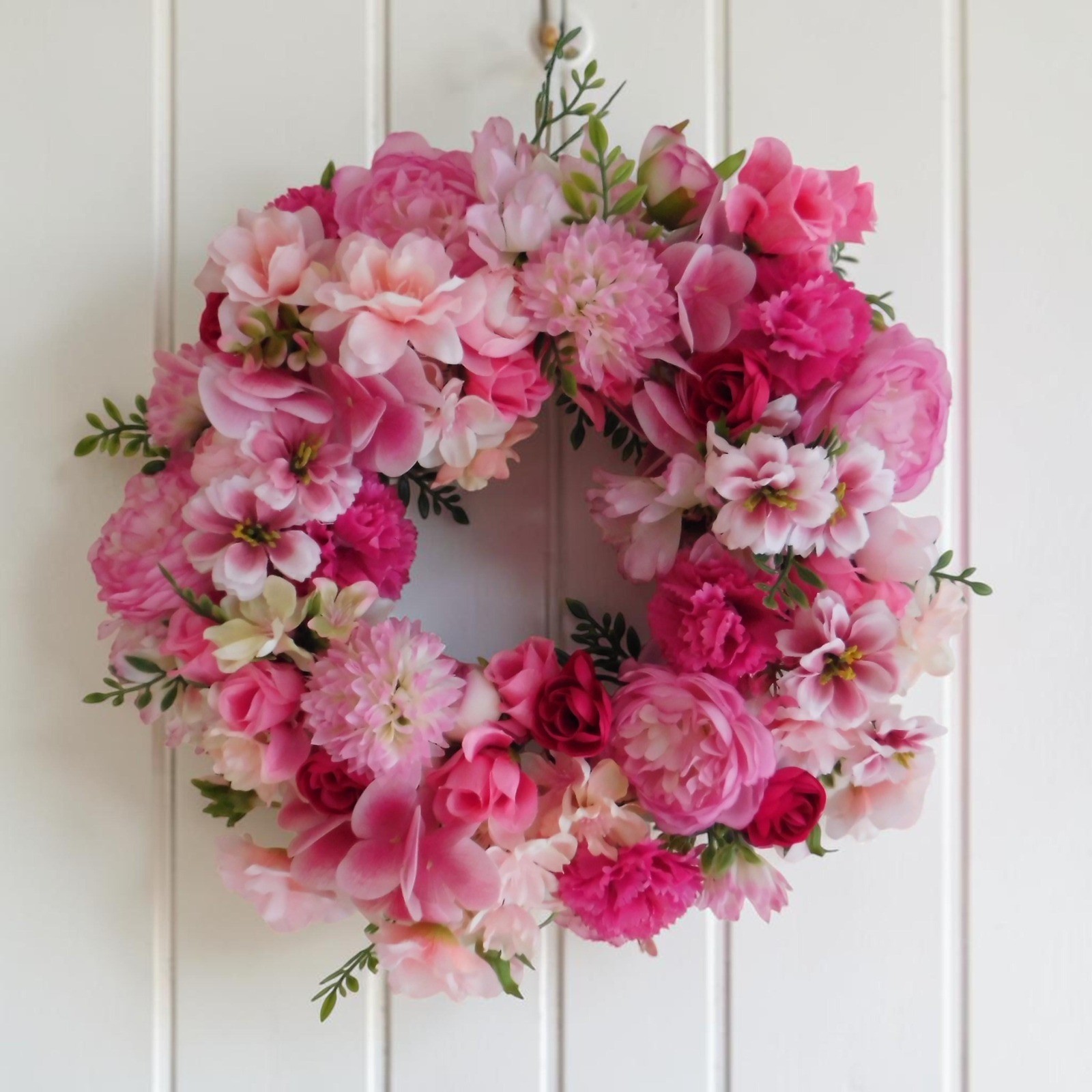 Small Pink Floral Wreath Home Decor Accent Cottagecore Farmhouse Summer wreath gallery