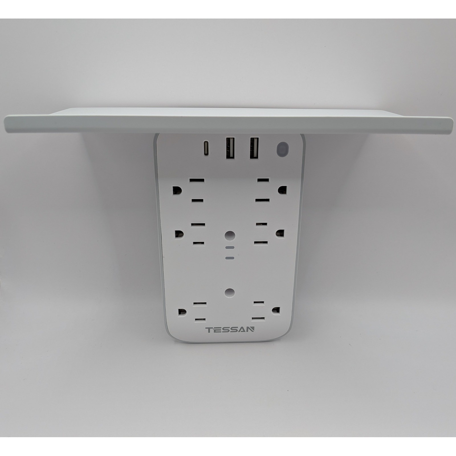Tessan Outlet Extender with Shelf 6 AC Outlets 3 USB Ports Wall Plug WPG05 White gallery