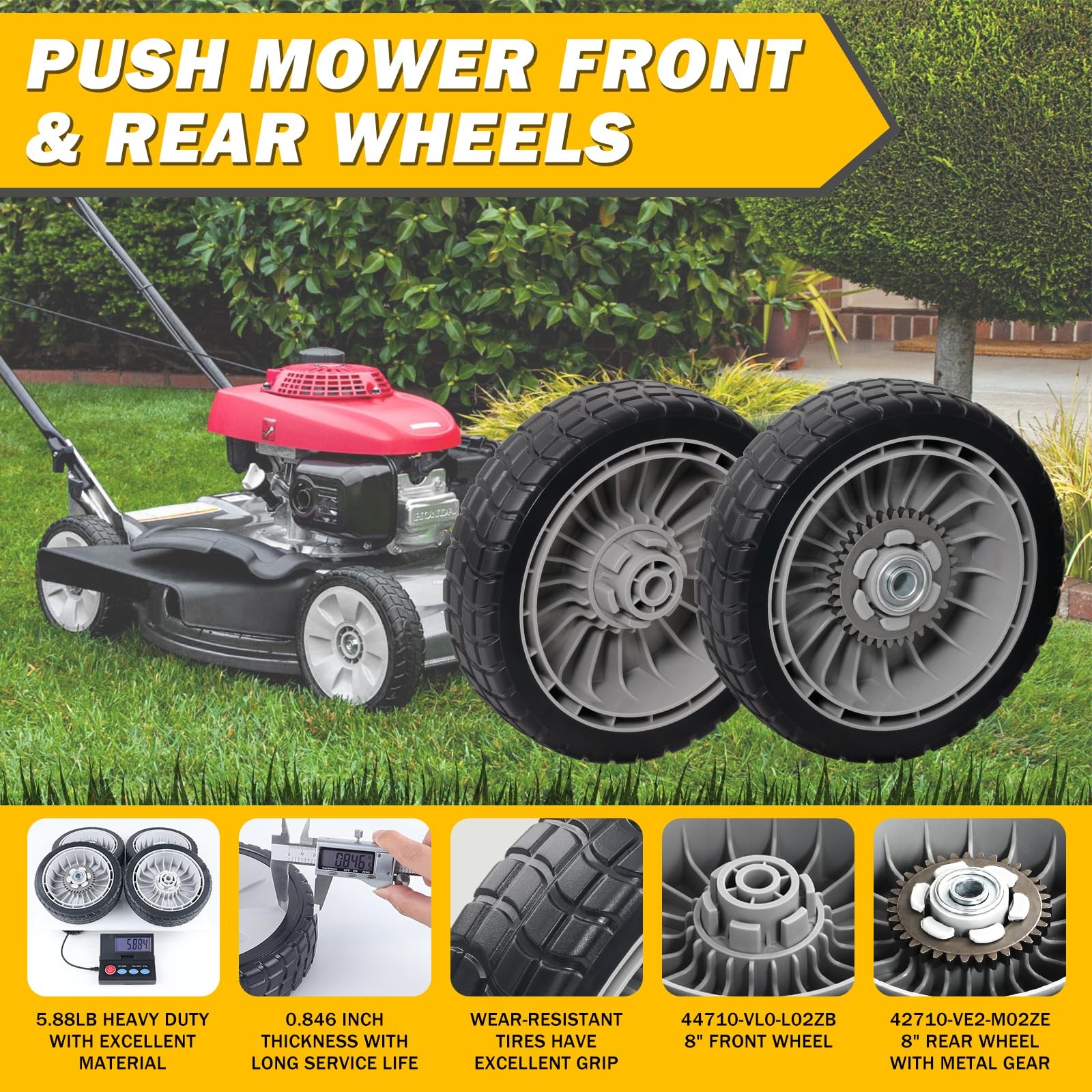 4 Pack 8" Lawn Mower Wheels for Honda HRR216 HRS216 HRT216 Replacement Parts gallery