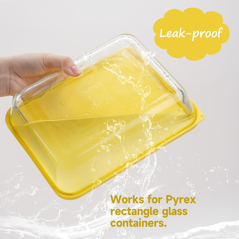 6 Cup Rectangle Silicone Storage Cover Lids Replacement for Pyrex 7211-PC Glass gallery