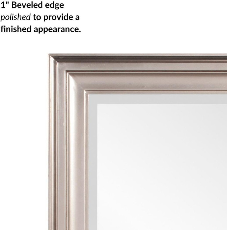 Bright Silver Rectangular Wall Mirror - 24x36 Inch Vanity Decor for Any Room gallery