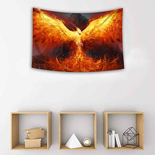 Secular Bird Tapestry Phoenix Flame Bird Flying to The Sky 60"L x 40"W gallery