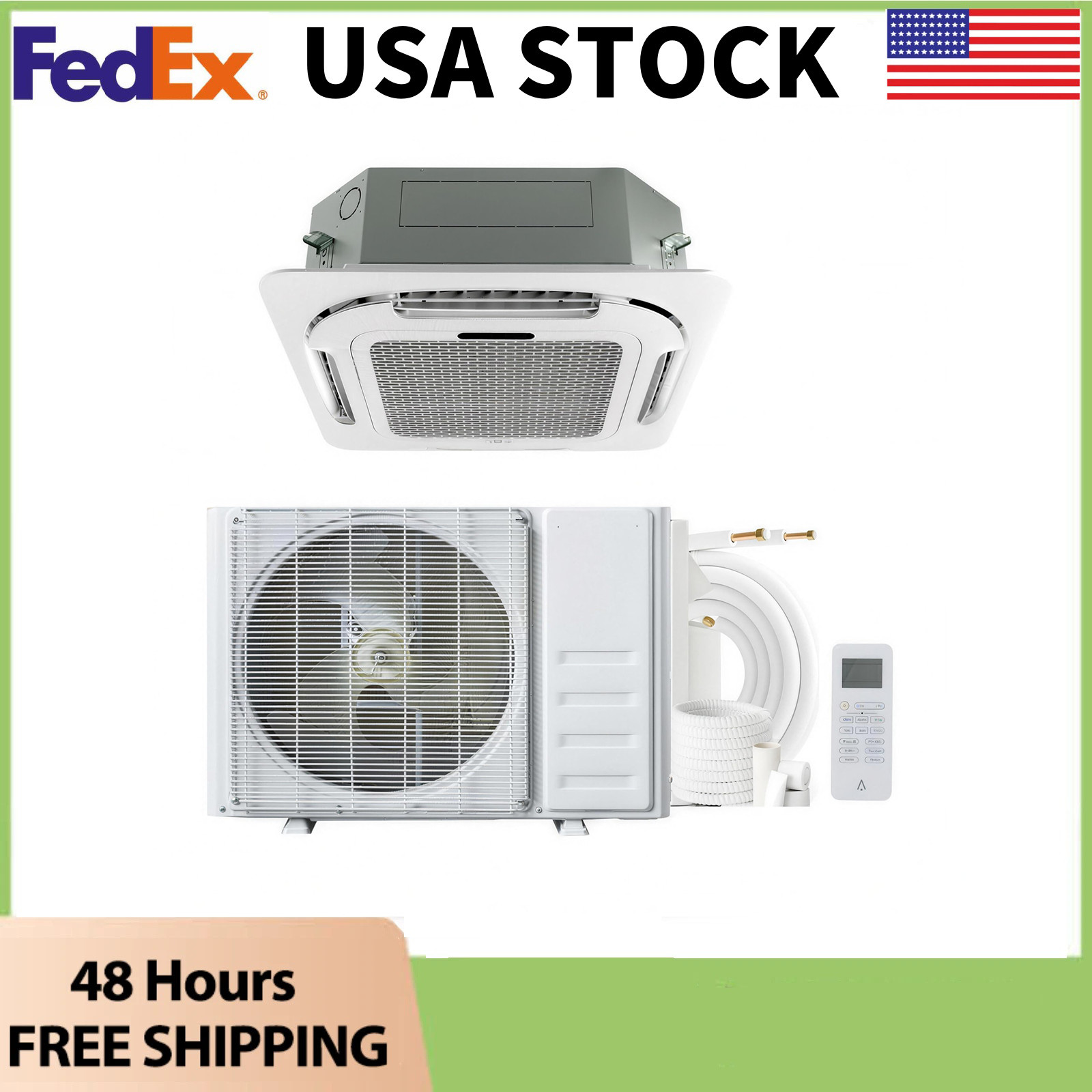 18000BTU Ceiling Cassette Mini Split Air Conditioner W/Remote Controlle 208/230V gallery