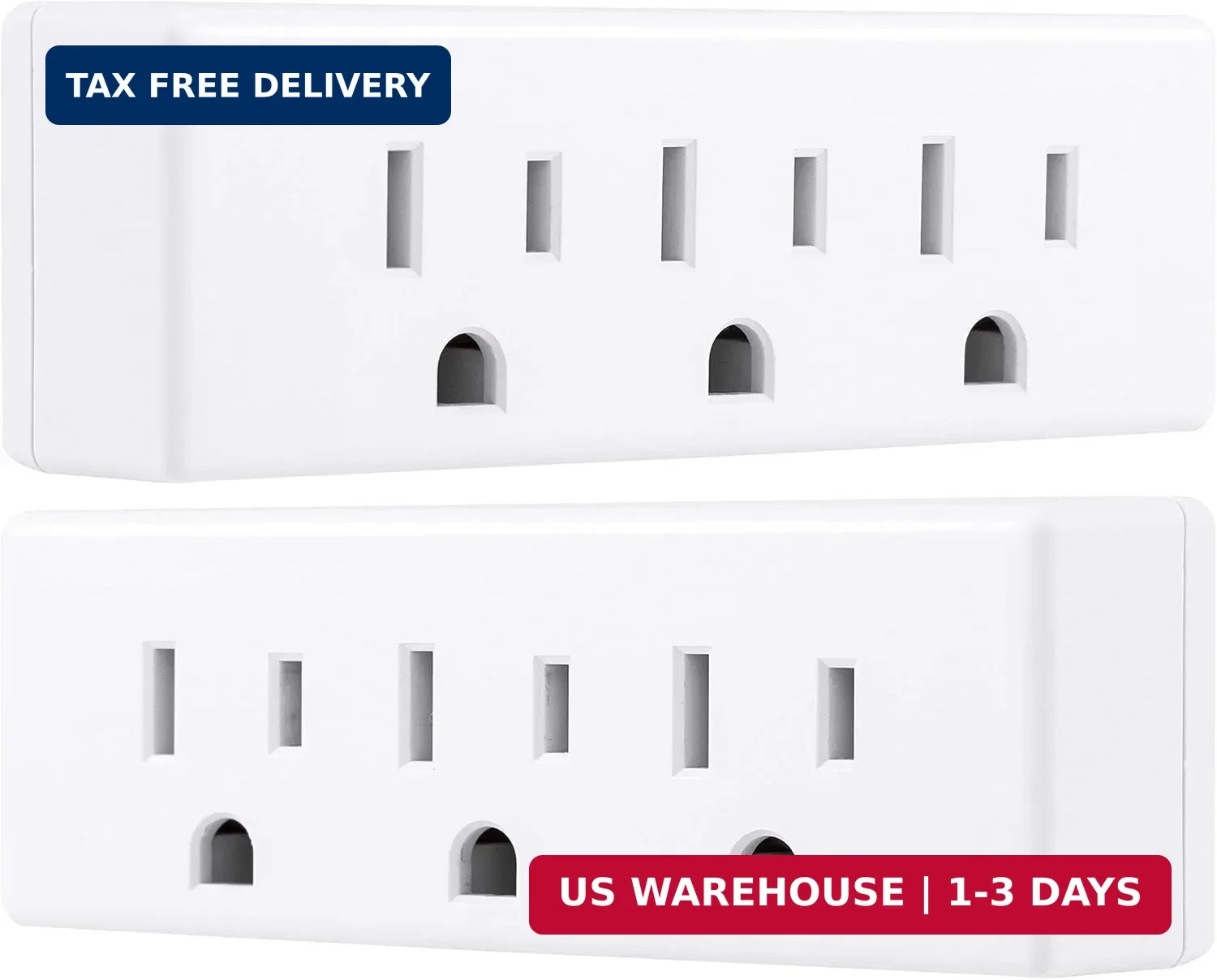 3-Outlet Extender, 2 Pack, Grounded Wall Tap, 3-Prong Adapter, Multiple Plug, Po gallery