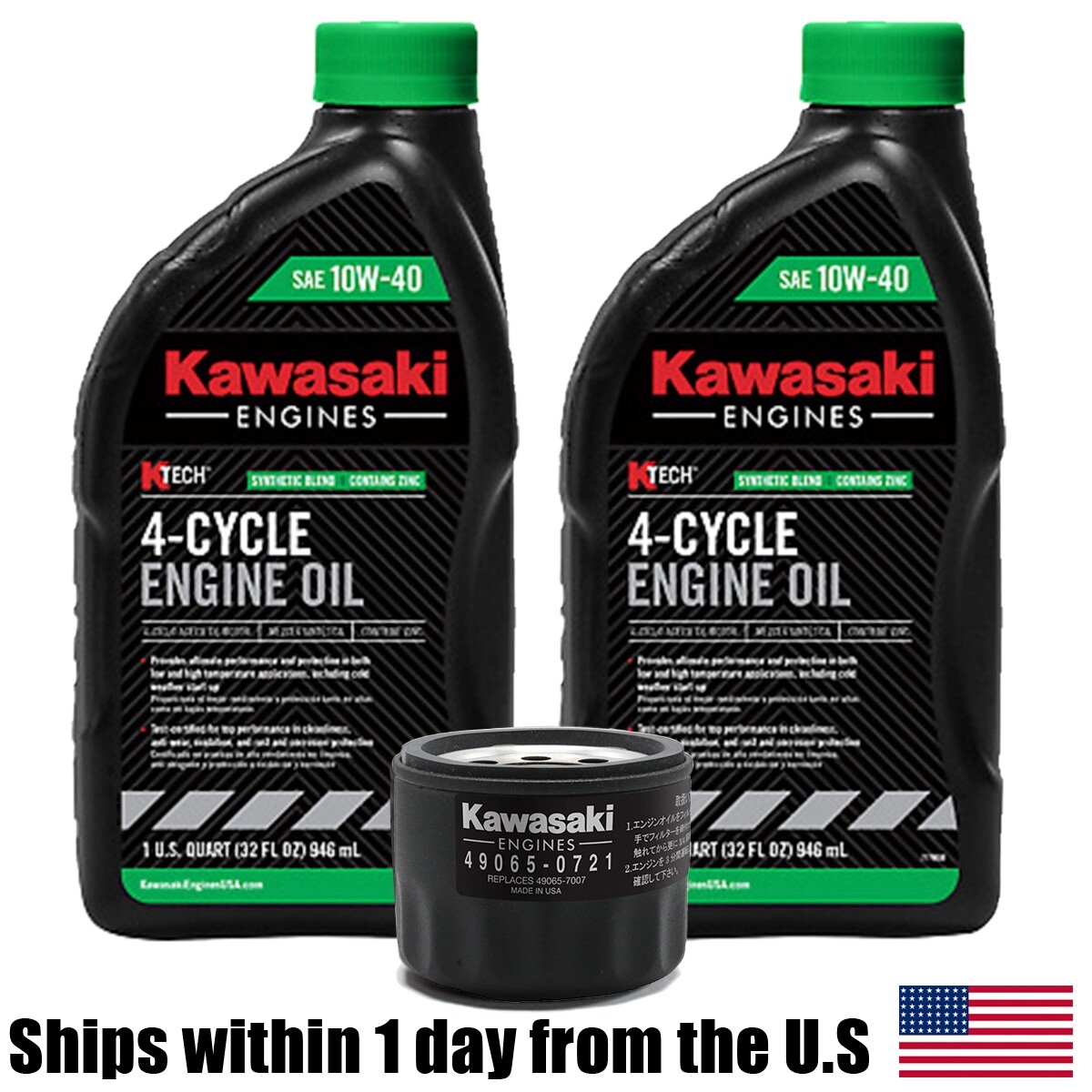 Genuine OEM Kawasaki Engine Oil Change Kit 99969-6296 49065-0721 10W40- 4 Cycle gallery
