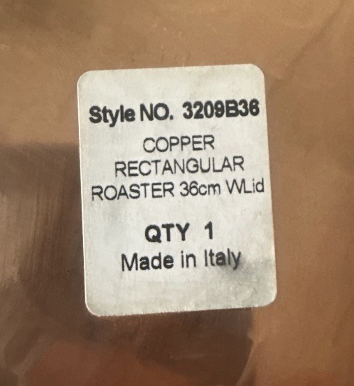 Ruffoni Hammered Copper 5.5 Qt 36cm Rectangular Roasting Pan Brass Acorn Finial gallery