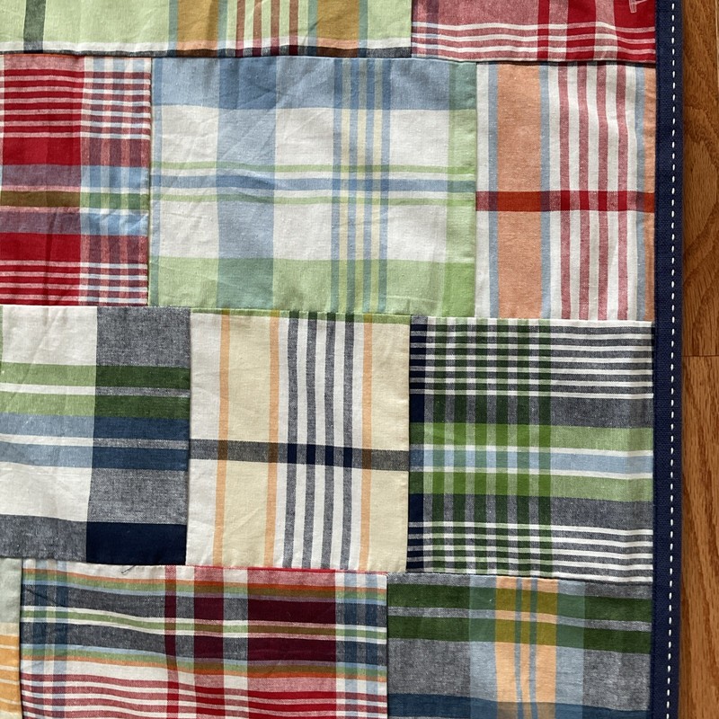 2 Pottery Barn Kids Madras Patchwork Plaid Curtain Panels 44x96 Lined gallery