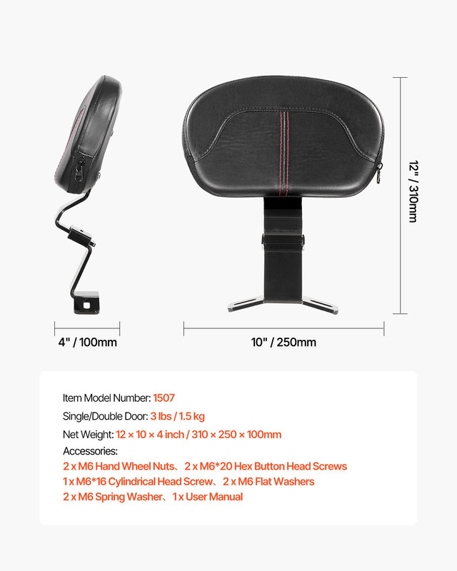 Motorcycle Backrest Sissy Bar, Compatible with Harley-Davidson Touring Street Gl gallery