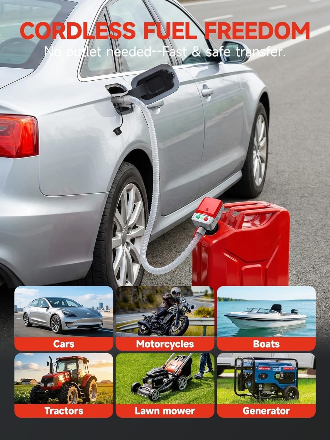 Fuel Transfer Pump with Auto-Stop,3.2GPM 51”Extra Hose Battery or USB Powered... gallery
