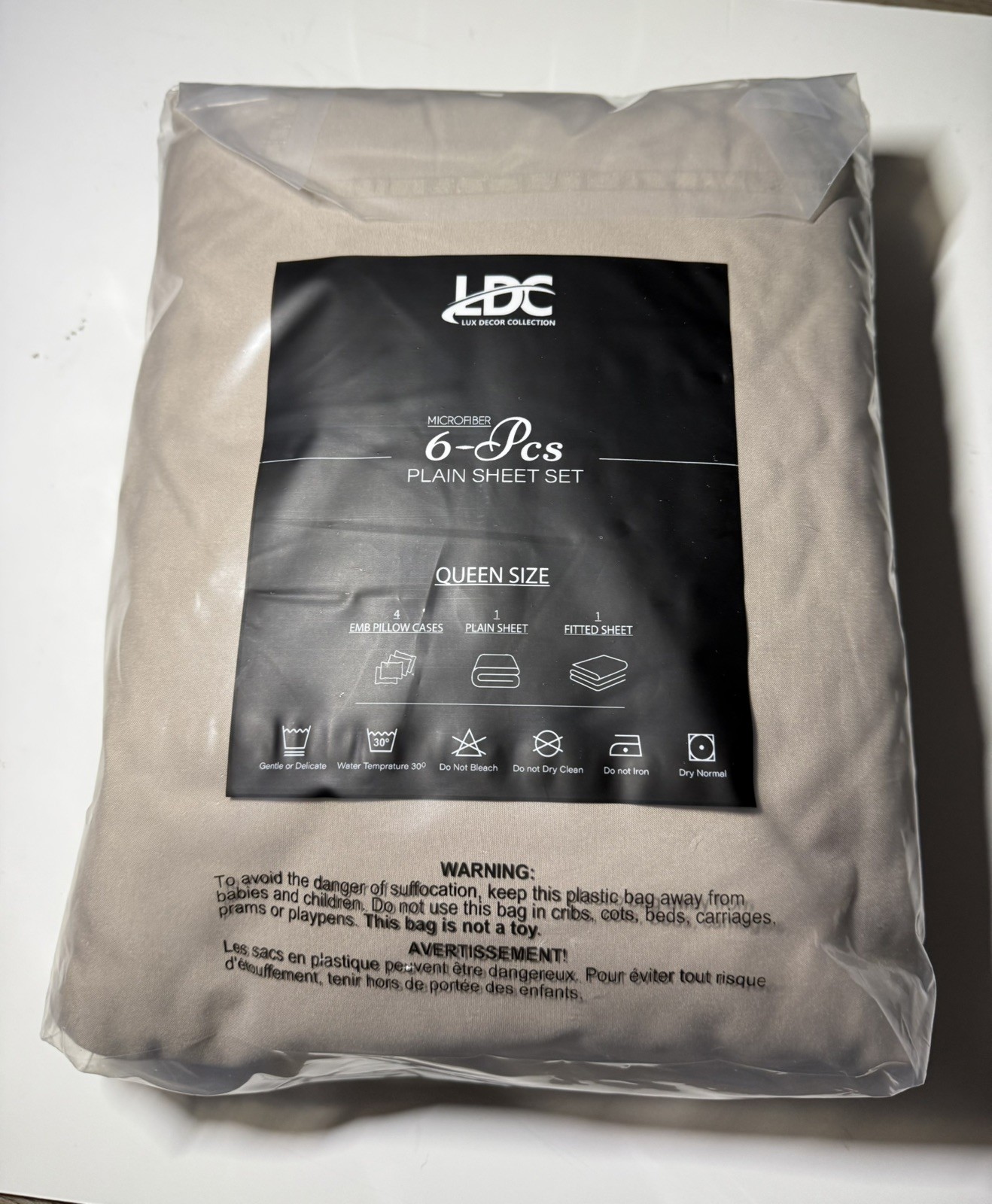 LDC LUX DECOR COLLECTION Brown Microfiber 6 Pc Queen Sheet Set Deep Pocket Soft gallery