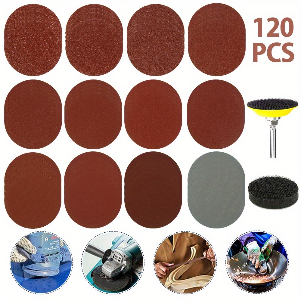 120pcs 2Inch 60-3000 Grit Mixed Sander Sanding Discs Pads Hook & Loop Sandpaper gallery