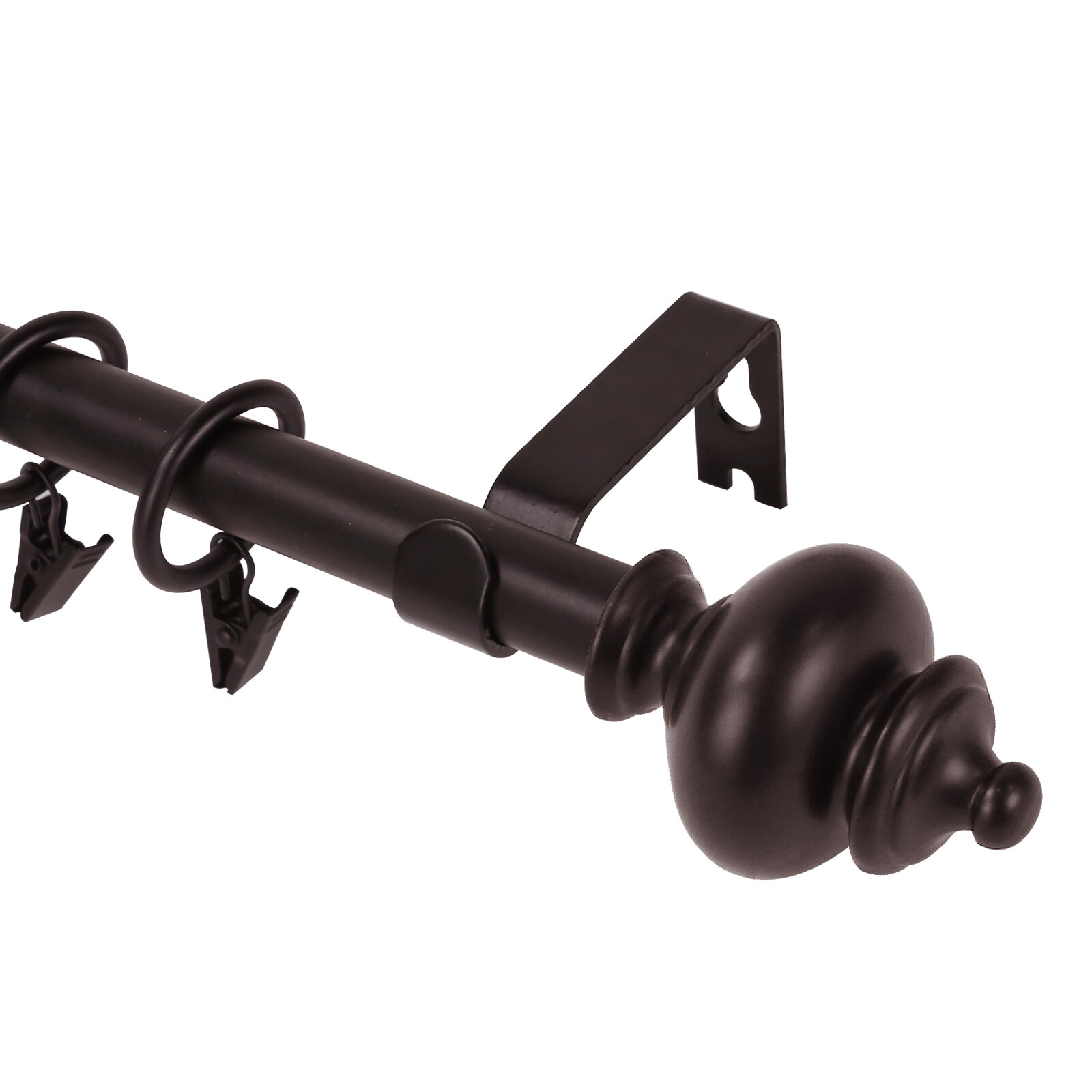 Round Urn Adjustable Single Drapery Curtain Rod Set with Rings, 5/8", 28"-120" gallery