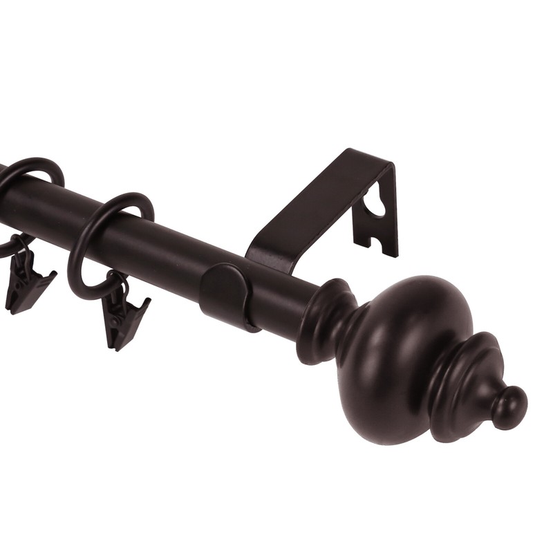 Round Urn Adjustable Single Drapery Curtain Rod Set with Rings, 5/8", 28"-120" gallery