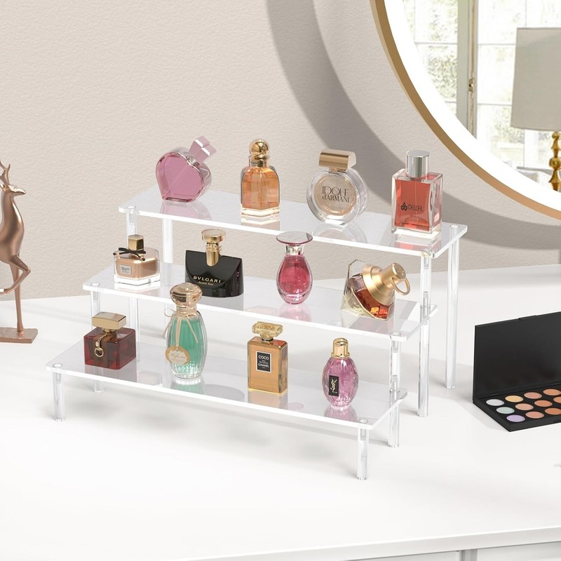 3-Tier Clear Acrylic Display Risers – Large Perfume & Shelf Organizer Stand gallery