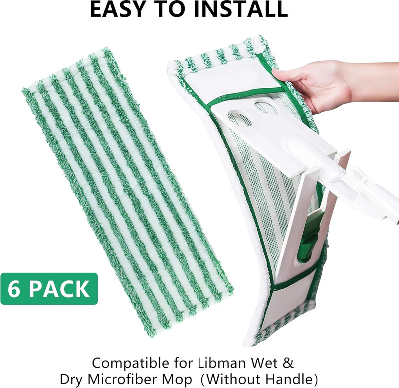 6 Pack Replacement Mop Refills Compatible with Libman Wet & Dry Microfiber Mop, gallery