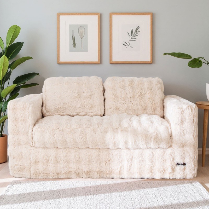 MAXYOYO 2/3 Seater Floor Sofa Bed,Bubbled Boneless Sofa with Pillows gallery