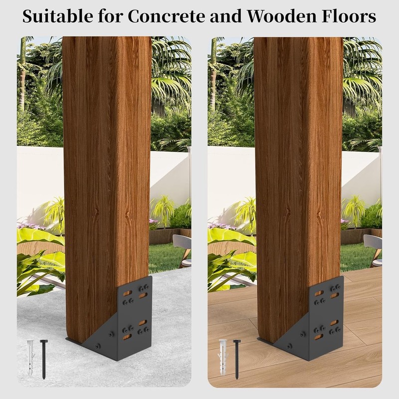 8PCS Post Base Pergola Brackets Kit, Heavy Duty 90-Degree Angle Pergola Bracket gallery