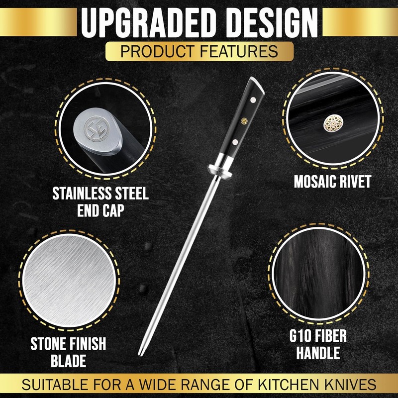 SliceElite 10" Diamond Knife Sharpening Rod – 600 Grit, G10 Handle gallery
