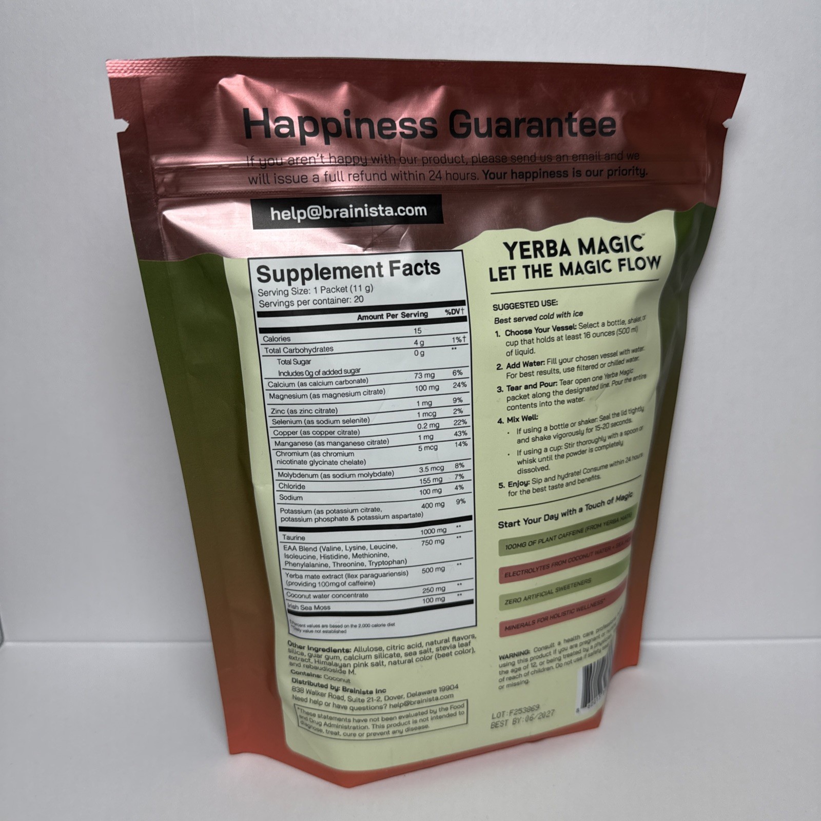 Brainista Yerba Mate Yerba Magic Tea Powder Electrolytes Mineral Watermelon 6/27 gallery