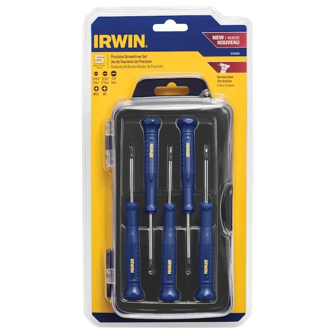 IRWIN 5 PIECE SCREWDRIVER SET: 5/64 (2mm), 3/32 (2.5mm), 1/8 (3mm), #00, #0 gallery