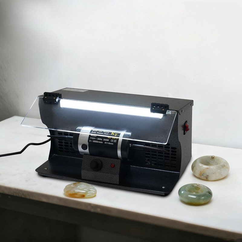 200W Bench Polisher with Dust Collector, Adjustable 0-8000 RPM gallery
