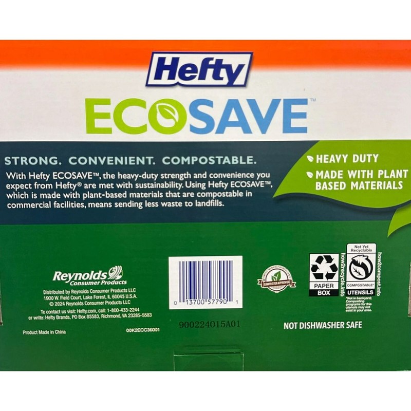 Hefty Ecosave Compostable Assorted Cutlery, 360pc -180 fork, 120 spoon, 60 knife gallery