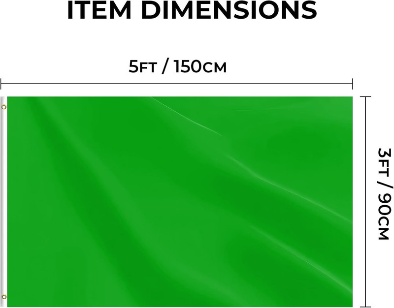 Green Flag 3X5 FT, Polyester Blank Flag with Canvas Header & Brass Grommets, Dou gallery