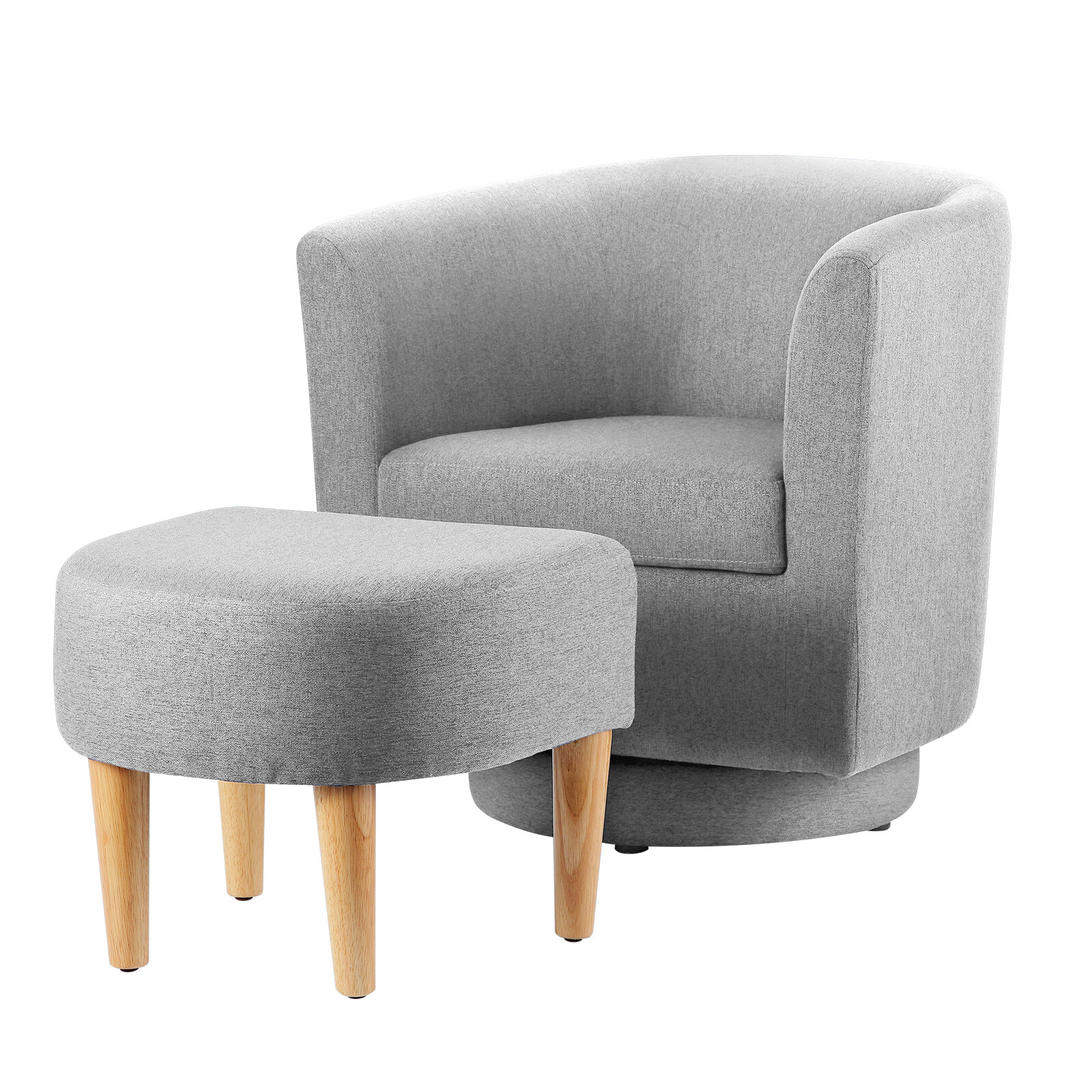 Fabric 360°Swivel Chair Single Sofa Modern Accent Armchair w/Ottoman Living Room gallery