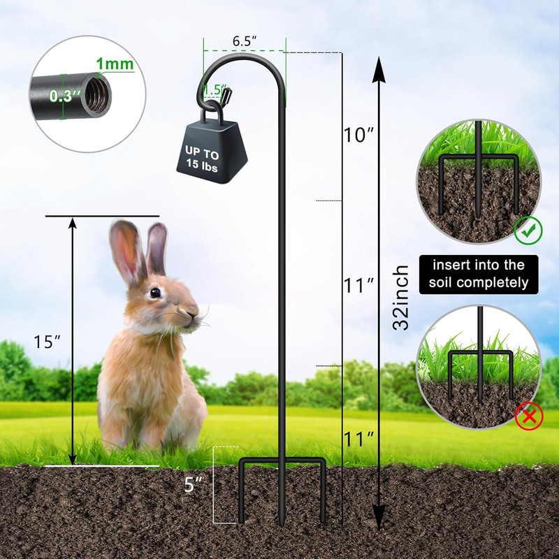 FEED GARDEN Adjustable 32 Inch Small Shepherds Hooks for Outdoor, Garden Hooks f gallery