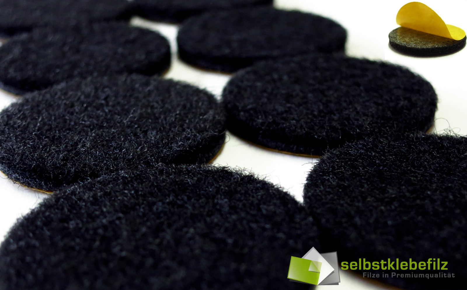Felt glides round Ø 44 mm black | from 4pcs. | Strong Self Adhesive 3.5mm Thick gallery