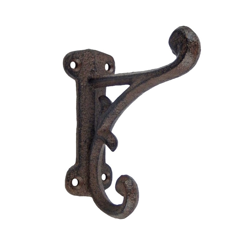 Rustic Double Wall Hook Vines Cast Iron Towel Coat Key Hanger Antique Style gallery