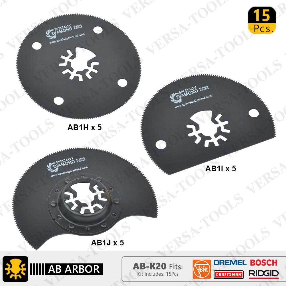 15pcs 80mm Circular, Semi-Circular Saw Blade Kit for Fein, Dremel, Bosch, Ridgid gallery