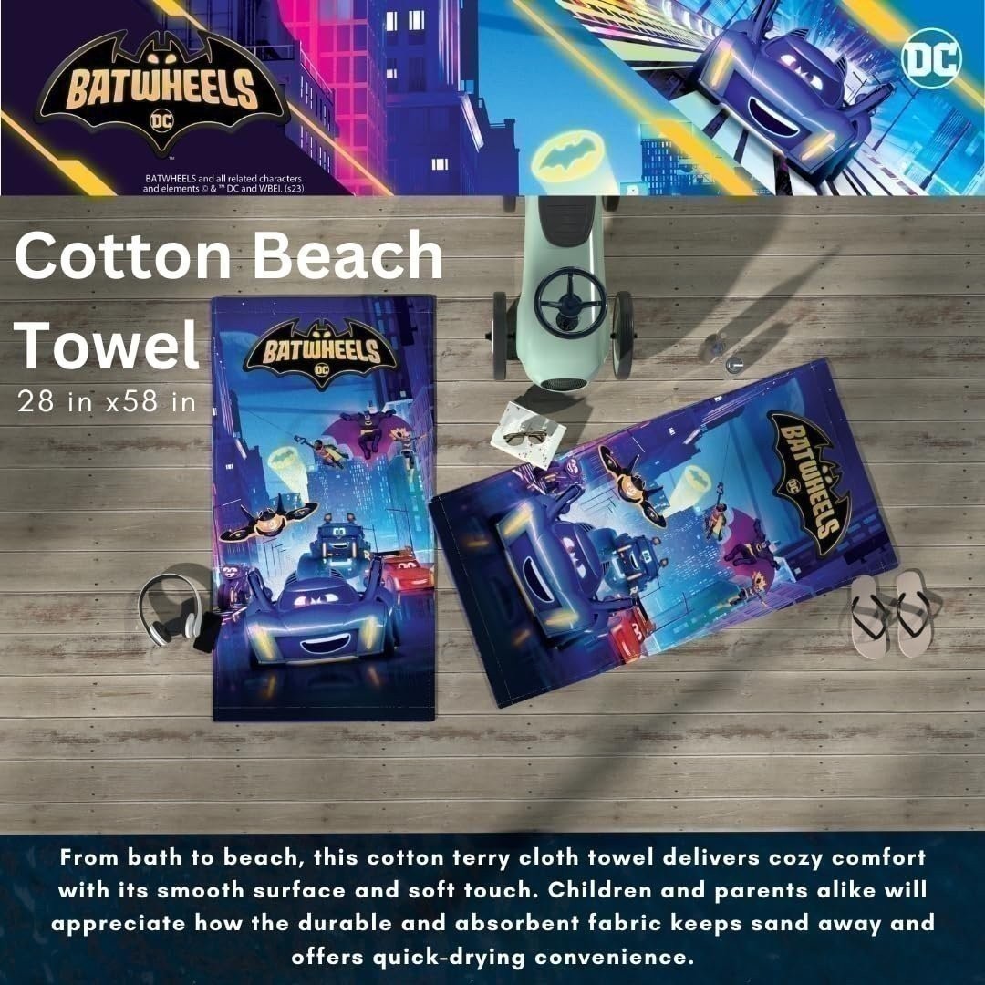 Franco Batwheels Kids Cotton Bath/Pool/Beach Towel, 58 in x 28 in gallery