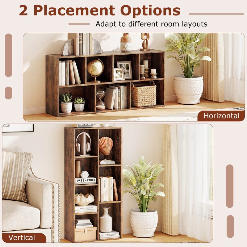 7-Cube Bookcase, Vertical or Horizontal Freestanding Bookshelf w/7 Compartments gallery
