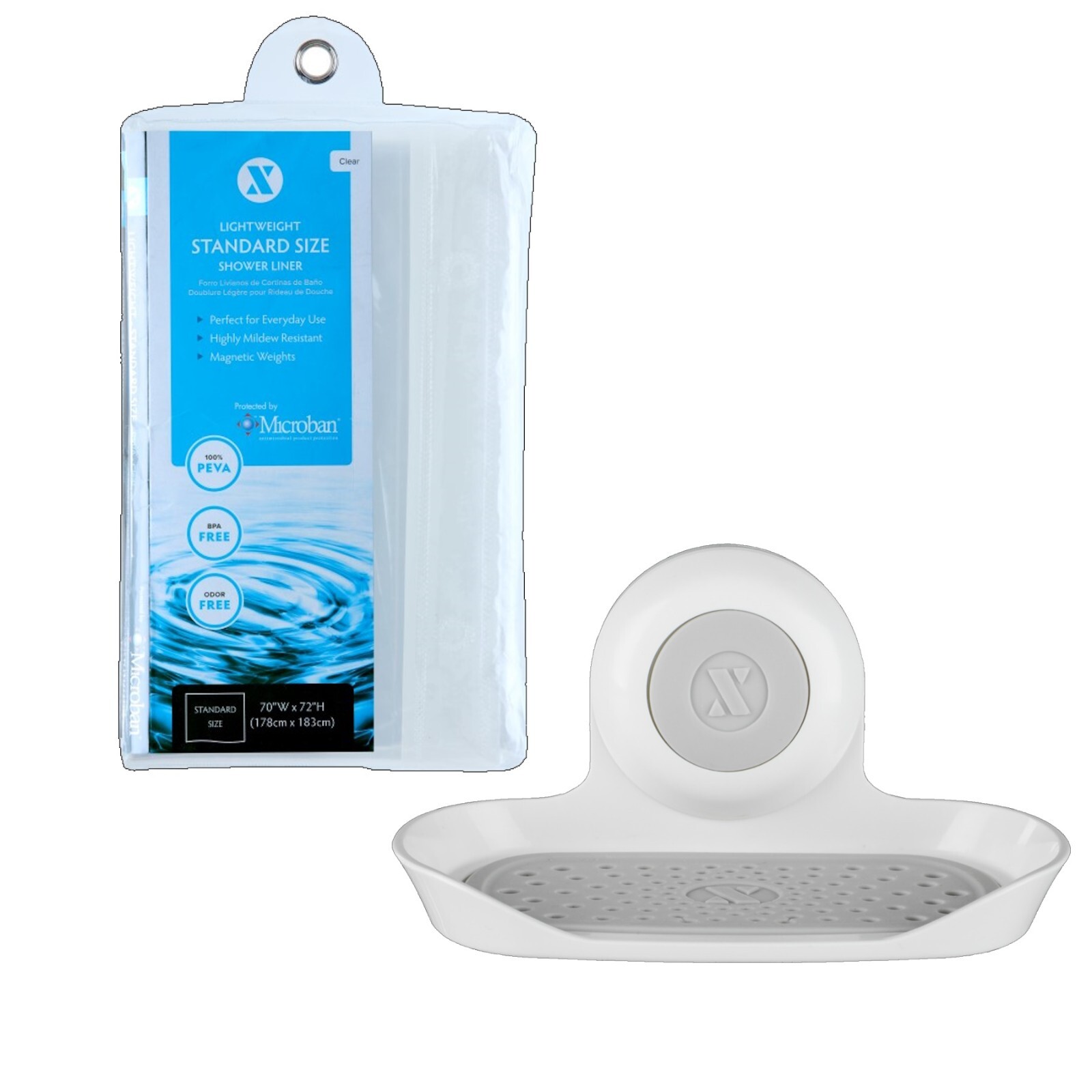 SlipX Solutions Lightweight Clear Liner & Suction Soap Saver Bundle gallery